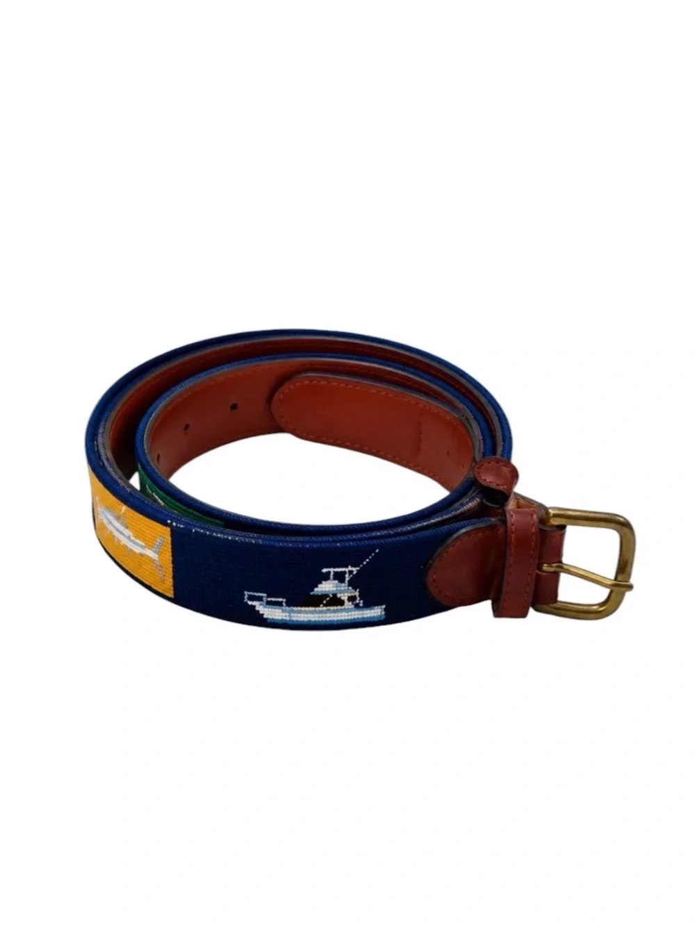 Smathers And Branson Sportfishing Needlepoint Belt - Navy 40